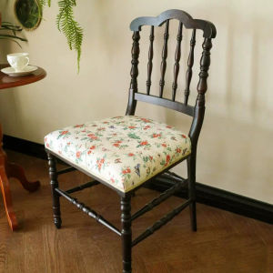 American Retro Solid Wood Dining Chair Home Use Soft Padded Back Chair Makeup Desk Chair Designer Creative Casual Chair