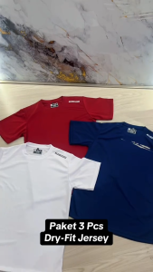 KLS paket 3 in 1 Jersey Dryfit Kaos Olahraga Pria Wanita Baju Running Futsal Badminton Quickdry
