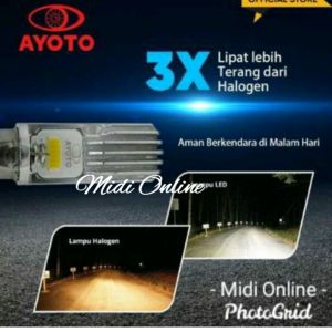 Lampu Depan Motor Matic Bebek H6 - Lampu Utama AYOTO M2A H6 2LED ACDC - Lampu Depan Led 2Sisi Ayoto PNP