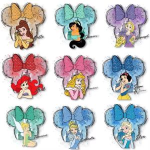 Công Chúa Disney Ariel Jasmine Elsa Bạch Tuyết Màu Nước Sắt Trên Đề Can Có Thể Giặt Nhiệt Truyền Miếng Dán Cho DIY Quần Áo Trẻ Em