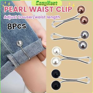 C.N Jeans Skirt Waist Invisible Clip Detachable Fixed Buckle Headscarf Clamp Sweet Pearl Style 8Pcs/pack