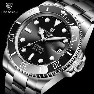 LIGE Top Brand Luxury Automatic Watch for Men Fashion Waterproof Sport Mens Mechanical WristWatches Casual Automatic Date Watch