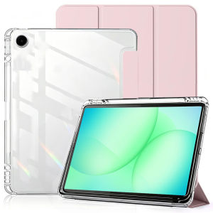Ốp Lưng Cứng Trong Suốt Bằng Acrylic Cho Samsung Galaxy Tab A8 A9 A11 S9 S10 FE Plus S10 Lite S6 Lite Kèm Giá Đỡ Bút Chống Ố Vàng