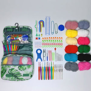 Crochet Kit for Beginners Adults Crocheting Accessories Set Include Yarn Crochet Starter Kit for KidsErgonomic Crochet Hooks
