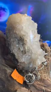 Tinh thể đá Thạch Anhcộng sinh Tourmaline tán sắc AAA tự nhiên năng lượng vũ trụ thiên định 685