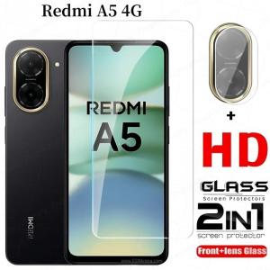 2in1 Redmi A5 4G Full Cover Tempered Glass for Xiaomi Redmi A5 RedmiA5 A 5 4G 2025 Redmi A3 A4 A2+ Plus A1+ Poco C75 C71 X7 Pro 5G F7 Ultra M7 Back Camera Lens Screen Protector Film