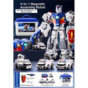 YIRANJIA | Children Transformable Toy Car Robot Police Model Combination Mechanic Birthday Gift