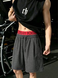 OUMULONG | Summer Quick-Drying Breathable Plaid Five Points Shorts