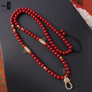 Quick Release Full Drill Buddha Amulet Necklace Red Pearl Chain Tangka Hanging Rope Three Five Adjustable Fashion Jewelry