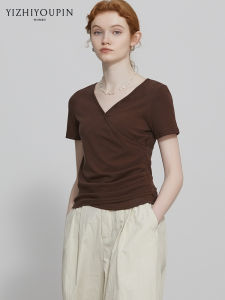 Slimming V-Neck Ruched Stylish T-Shirt