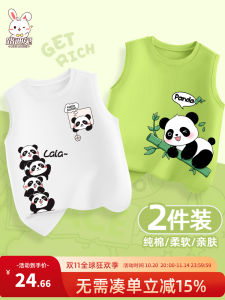 Boys Summer Thin Cotton Vest Childs Sleeveless Crossbar Summer Outfit Pure Cotton Boys Top Panda Print Sport Style Kids Clothes