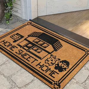 VIKAMA Pixel Cabin Entry Floor Mat Cartoon Childrens Bedroom Indoor Outdoor Welcome Home Decor Rug