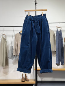 Retro Hong Kong Style Creative Patchwork Solid Color Elastic Waist Corduroy Casual Pants New Arrival Autumn Season