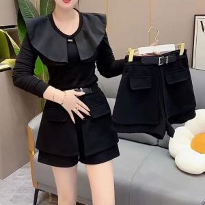 Maillard Shorts Fall and Winter Outer Wear Winter Shorts Pantskirt Fake Two-Piece Belly Covering Casual Shorts Short Skirt Leggings Group