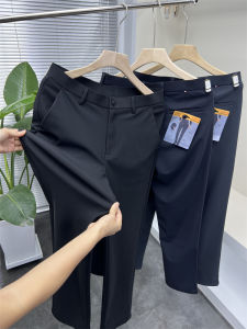 กางเกงขายาวทรงตรงผ้ายืดยืดหยุ่นสูงสำหรับธุรกิจและพักผ่อนสำหรับผู้ชาย กางเกงขายาวทรงตรงสีพื้นสำหรับผู้ชาย ฤดูใบไม้ร่วง/ฤดูหนาว