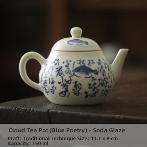 Japanese Style Ceramic Tea Pot Soda Glaze Chai Fu Poem Brewing Pot Handmade Hand-Painted New Chinese Style Tea Set