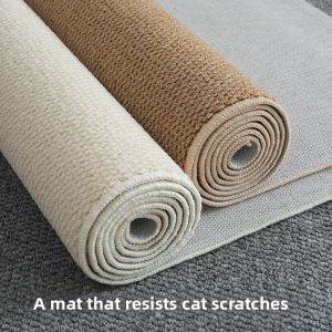 Solid Color Jute Fiber Floor Mat Anti Scratch Resistant Non Slip Carpet for Living Room Bedroom Photo Studio Japanese Tatami Style Area Rug
