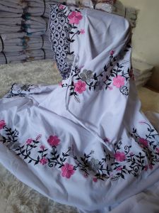 MUKENA TERUSAN BORDIR MINANG CANTIK | MUKENAH POLINO SANTRI DEWASA MODEL TERBARU MURAH HARGA GROSIR TELEKUNG RUKUH POLINO MICRO PUTIH MOTIF DAUN HITAM