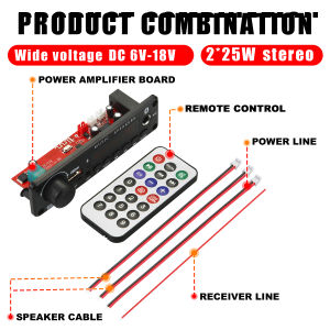 DC 12V 50W Amplifier Bluetooth 5.0 MP3 Player Decoder Board FM Radio TF USB 3.5mm AUX Module Bluetooth Receiver Car kit Audio
