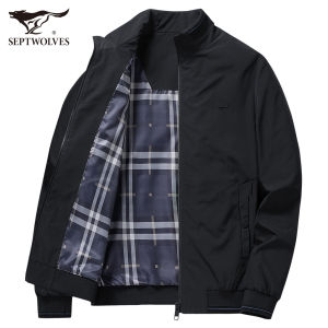 Casual Windproof Stand Collar Jacket for Men Mid-aged Business Style Autumn New Fashion Dad Mens Clothing Septwolves
