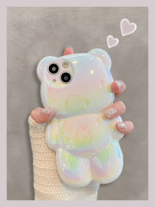 เคสโทรศัพท์ซิลิโคน 3D รูปหมีเลเซอร์ ป้องกันการตกหล่น สำหรับ iPhone 14 pro Max 13 16 15 11 12 รุ่น pro สำหรับผู้ชายและผู้หญิง