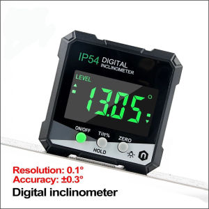 Smart Sensor IP54 4*90° Portable Digital Inclinometer LCD Backlight Digital Protractor Slope Meter Digital Angle Ruler Single-side Magnetics Multifunctional Protractor Absolute Relative Mesuring Mode Data Hold