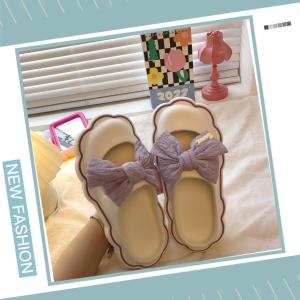 Tsion พร้อมส่ง รองเท้าแตะผู้หญิง รองเท้าแตะแฟชั่น รองเท้าแตะแบบสวม มาพร้อมกับโบว์โต ๆ เหมาะกับฤดูร้อน สวยมากจ้า