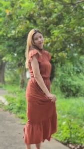 SC100 Turtle Neck Maxi Linen Dress: Eco-Friendly & Stylish