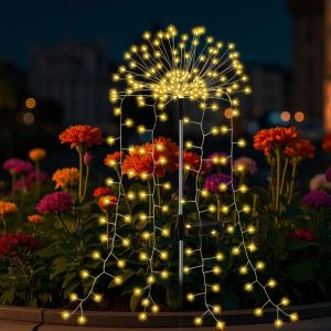 Solar Fireworks Lights 110/250 LED Multi-Color Plastic Outdoor Decoration 8 Modes Switch Control Fantasy Theme for Birthday