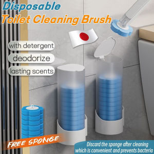 Toilet Brush disposable toilet bowl cleaning brush set cleaner system stain remover with long holder wall liquid refill tablets heavy duty blue flush and clean scrubbing 2in1 japan foam ikea 360 rotate drain gel powder tiles bathroom cleaners tools set