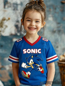hot toys | Cartoon Sonic Print Football Jerseys For Adult/Kids Summer V-neck Sports Tshirts Sonic Cosplay Clothing Kids Football Shirts