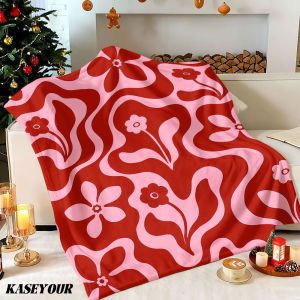 Beast Kingdom | Retro Red Floral Swirl Winter Summer Flannel Blanket Throw Fleece Soft Fuzzy Plush Cozy Fleece Blankets for Sofa Ideal Gifts