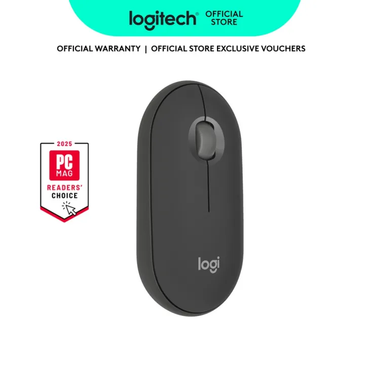 Logitech Pebble Mouse 2 M350s Slim Bluetooth Wireless Mouse, Portable, Lightweight, Customizable Button, Quiet Clicks, Easy-Switch for Windows, macOS, iPadOS,