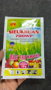 SIEUKHUAN 700WP 15G Bronopol + Salicylic acid Hỗ trợ kiểm soát vàng lá cháy bìa lá thối nhũn thối rễ đốm lá héo xanh trên cây lúa rau màu cây ăn trái