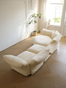 Italian Style Luxury Sofa Petal Shape down Filled Large Size Irregular Arc Princess Position Sofa Fabric Art Style Sofa