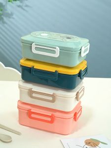 1100ml Multi-compartment Japanese-style Sealed Lunch Box With Chopsticks And Spoon