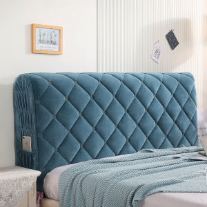 All-Inclusive Bed Cover Cover Quilted Minimalist Anti-Collision Soft Cover Fabric Leather Bed Arc Wooden Backrest Elastic Bedside Cover