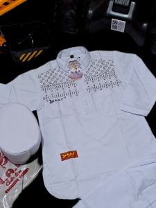Koko anak putih N.A.Fdstore colection lengan panjang bordir abu putih//baju koko anak putih