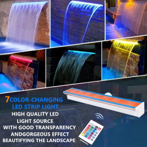 Pool Water Descent Spillway Waterfall fountain Swimming pool light garden decor Acrylic With RGB LED strip 300mm-1200mm