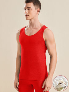 เสื้อกั๊กผ้าไหมหนาสำหรับผู้ชาย เสื้อกั๊กผ้าขนแกะ แขนกุด ทรงหลวม สีพื้น ฤดูใบไม้ร่วง/ฤดูหนาว ระบายความร้อนได้ดี