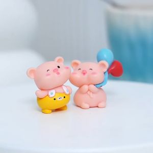 Set 6 heo tí hon dễ thương trang trí bàn làm việc bàn học quà tặng taplo ô tô - Set heo số 6