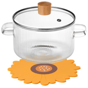 Transparent Soup Pot Heat Resistant High Borosilicate Glass Dual Handles Nonstick Glass Saucepan With Cover Kitchen Cooking Tool