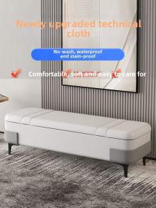 Bedroom Long Rectangle Storage Bench Technology Cloth Sofa Style Doorway Bedroom Home Use Customizable Leather Stool