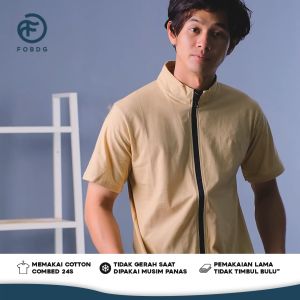 Fobdg T-Shirt Rafa Kaos Polos Berresleting Lengan Pendek Berkerah Kaos Bahan Katun Combed 24s Premium