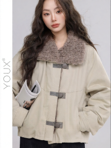 YOUXIANG | Áo Khoác Mùa Đông Lông Cừu Phong Cách Retro