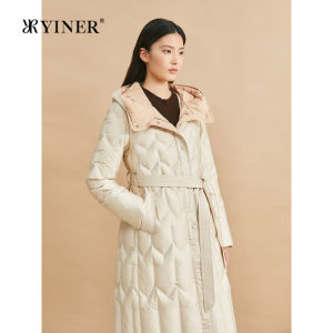 High Volume Warmth Pearl Luster Down Coat Long Hooded