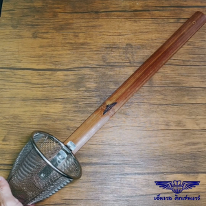 M Well Kitchenware ตะกร้อลวกเส้นก๋วยเตี๊ยวด้ามไ้ม้ไผ่ กระชอนลวกบะหมี่ ขนาด 11.7cm