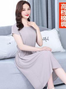 Pure Color Noil Poplin Dress Womens 2024 Summer New Arrival Mid Length Long Length Easiest for Match Slim Looking Silm Middle-Aged Ladieswear Beach Dress