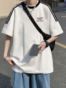 Áo Thun Nam Tay Ngắn Dáng Rộng Phong Cách Mỹ Cổ Tròn in Chữ Mùa Hè 2023 Thời Trang Trẻ Em Cotton Thoáng Khí