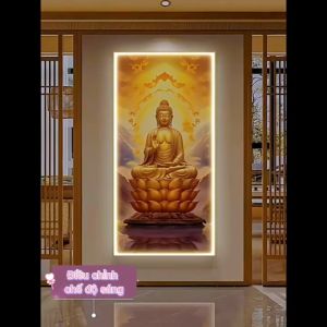 Tranh PHẬT TRÁNG GƯƠNG ĐÈN LED Hiện Đại Sang Trọng Treo Phòng Thiềng Phòng Thờ Decor phòng khách